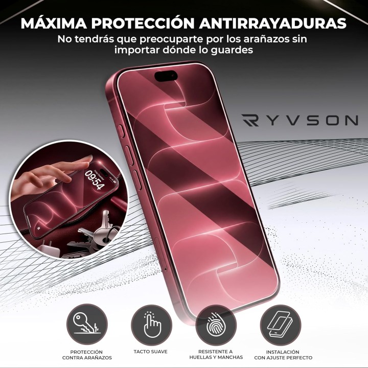 Ryvson Pack funda magnética transparente + cristal templado  para iPhone 18 Pro
