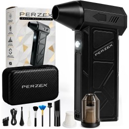 Perzex Soplador Aire 130000 RPM 62 m/s USB-C 4000 mAh con Kit Limpieza