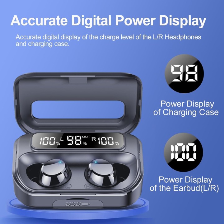 Auriculares Bluetooth Q26 5.3 con 128H, Graves Potentes, IP7 y Pantalla LED