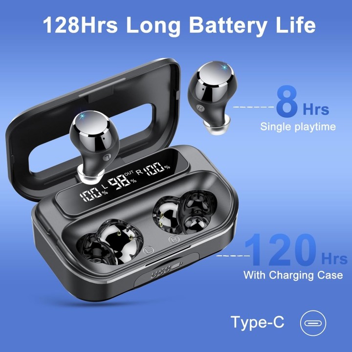 Auriculares Bluetooth Q26 5.3 con 128H, Graves Potentes, IP7 y Pantalla LED