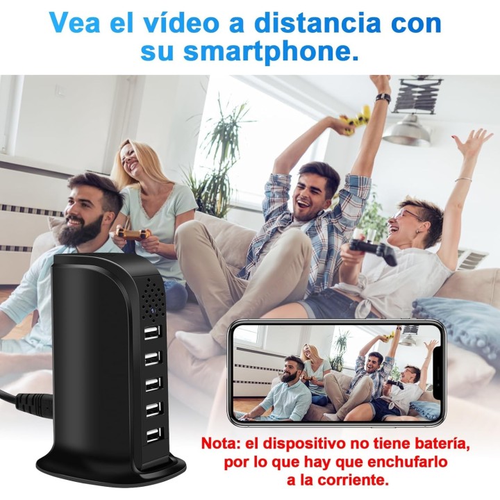 Cámara Espía WiFi 5G 1080P Oculta en Cargador USB con Detección de Movimiento