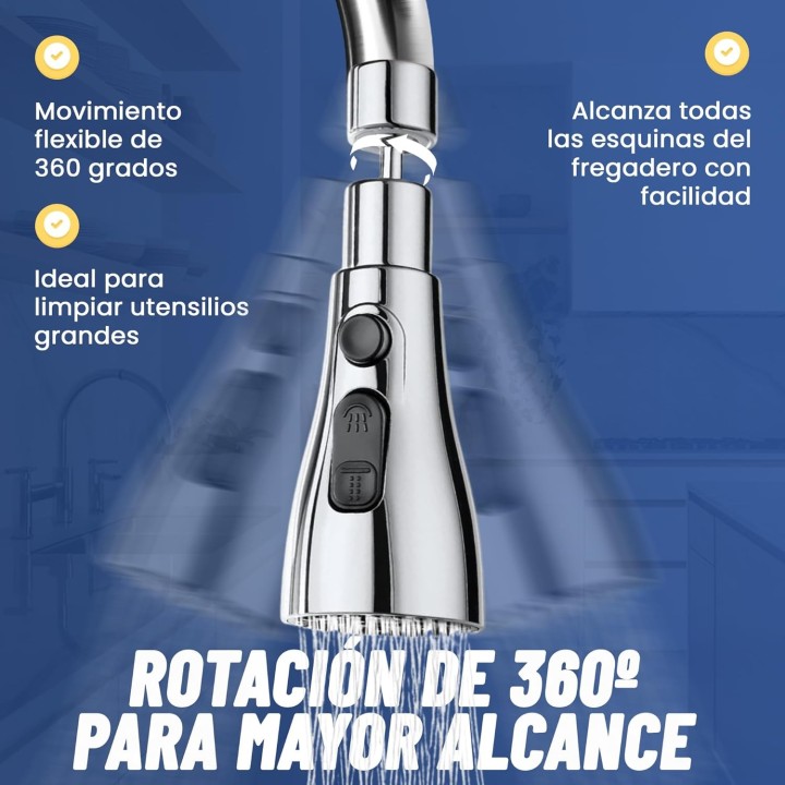 Adaptador de Grifo Cocina VIPA 360° con 3 Modos de Rociado Antisalpicaduras Universal