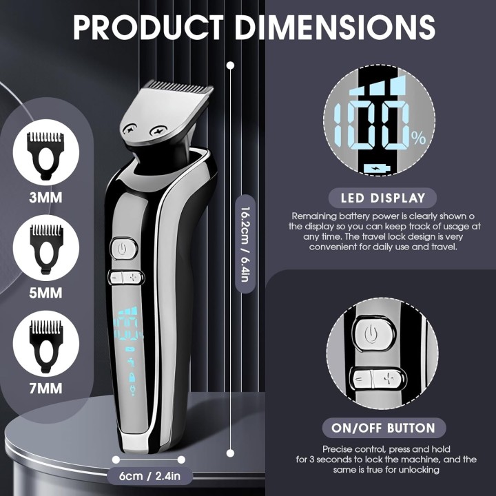 Afeitadora Eléctrica 4 en 1 Hombre Wet & Dry con Pantalla LED y Carga USB