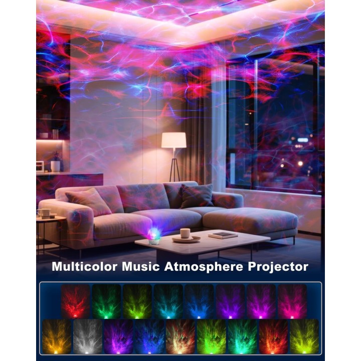 Proyector Estrellas Bebé Recargable con Música, Bluetooth y 17 Efectos de Luz