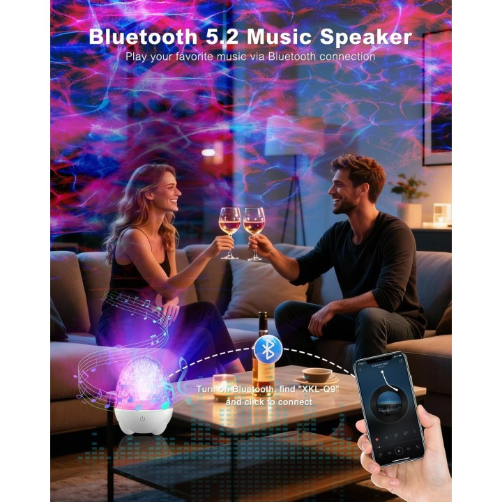 Proyector Estrellas Bebé Recargable con Música, Bluetooth y 17 Efectos de Luz