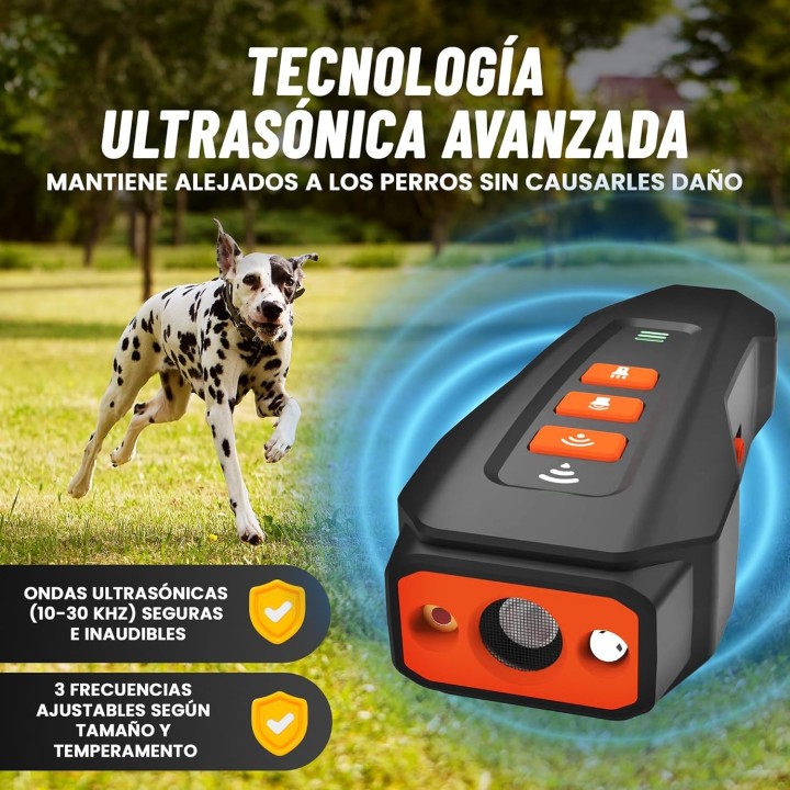 Antiladridos para Perros con Ultrasonido, 3 Frecuencias y Linterna LED