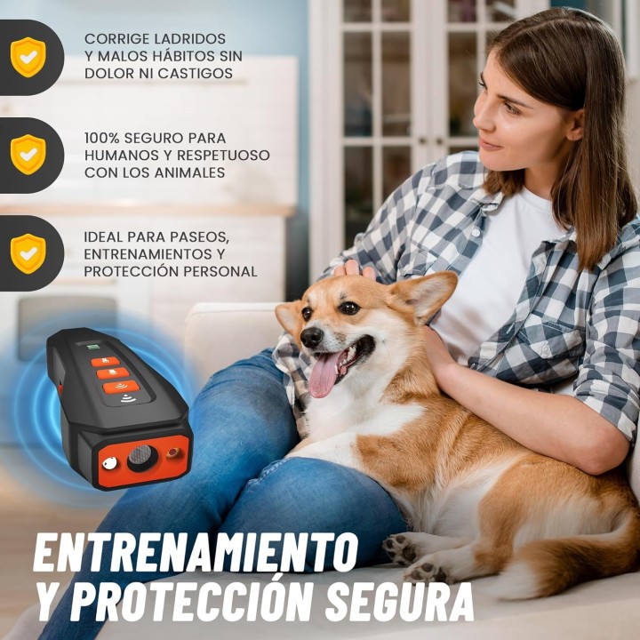 Antiladridos para Perros con Ultrasonido, 3 Frecuencias y Linterna LED