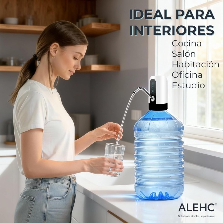 Alehc Dispensador de Agua USB-C Recargable, Portátil y Compatible 2L-20L para Hogar y Camping