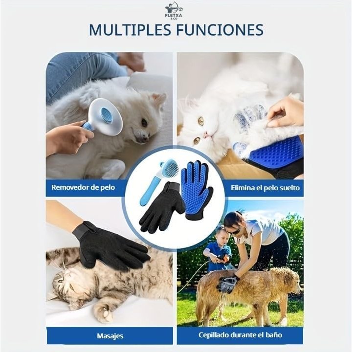 Guantes Quitapelos para Mascotas con Cepillo Extra Flexta