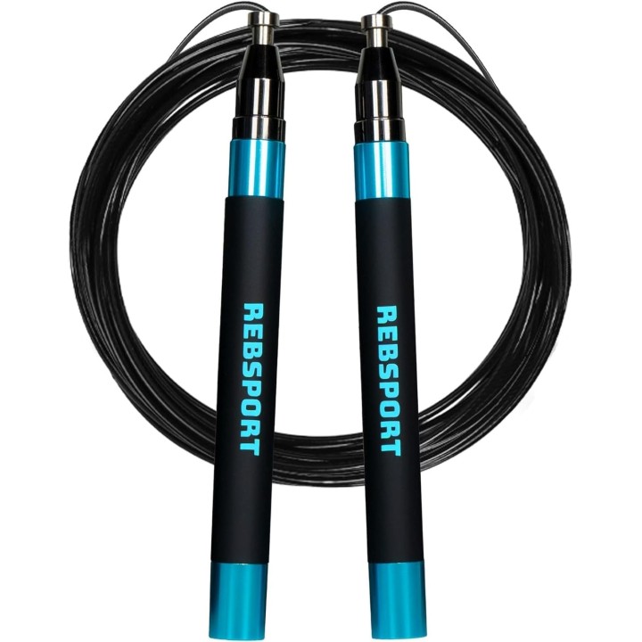Comba Crossfit Rebsport profesional ajustable con 2 cables de acero y giro rápido