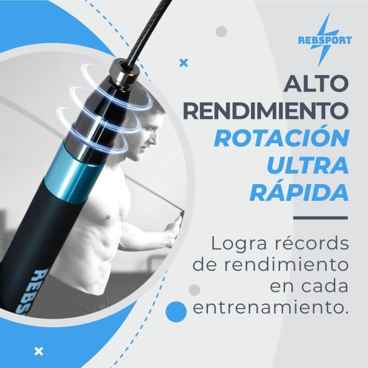 Comba Crossfit Rebsport profesional ajustable con 2 cables de acero y giro rápido