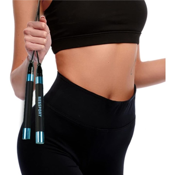 Comba Crossfit Rebsport profesional ajustable con 2 cables de acero y giro rápido