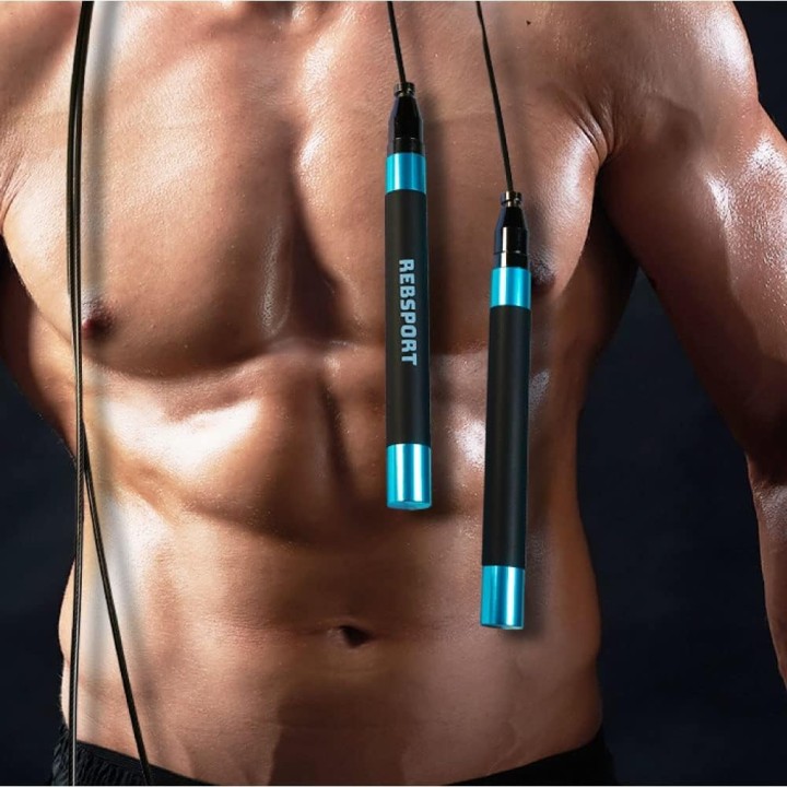 Comba Crossfit Rebsport profesional ajustable con 2 cables de acero y giro rápido