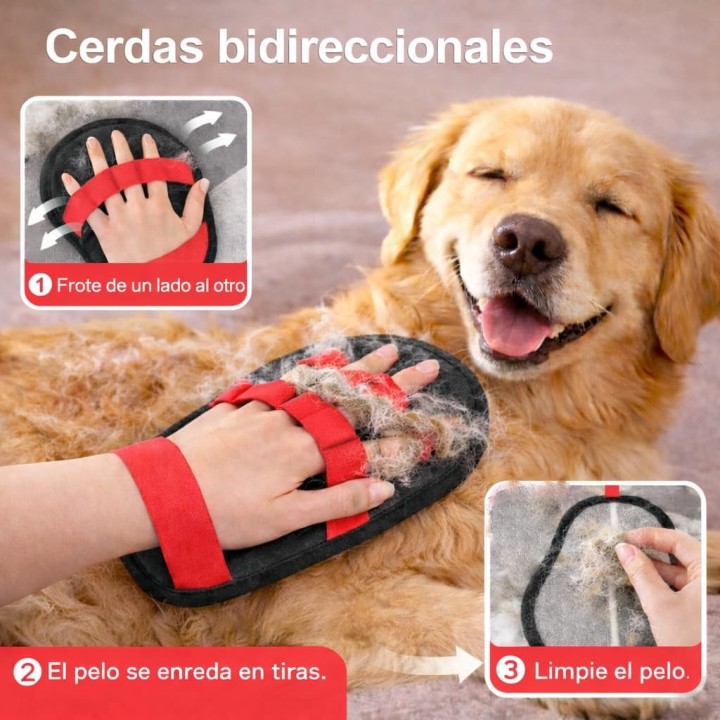 Guante Quitapelos Mascotas  Rodillo Electroestático Suave y Eficaz para Pelo Rebelde