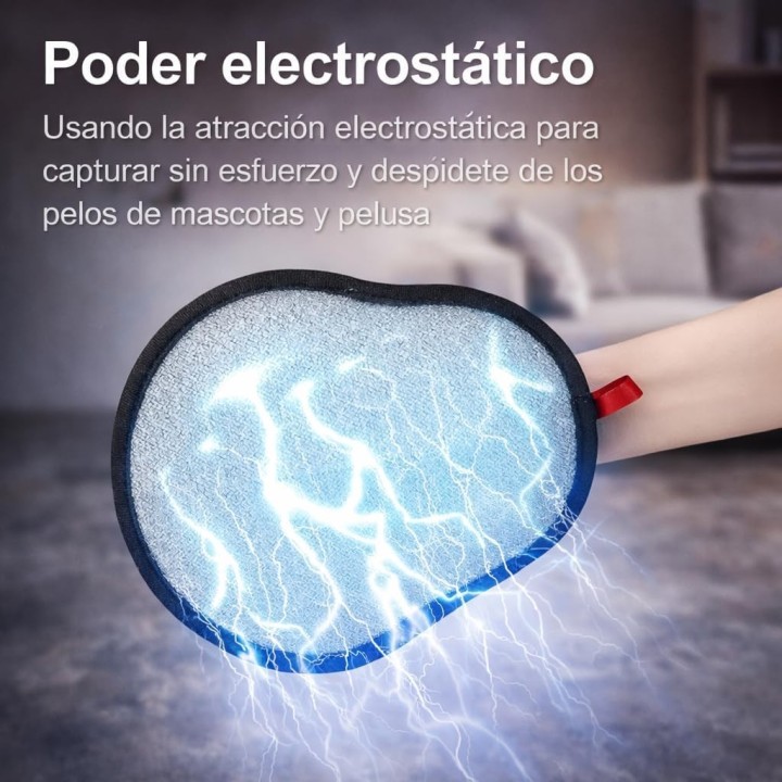 Guante Quitapelos Mascotas  Rodillo Electroestático Suave y Eficaz para Pelo Rebelde