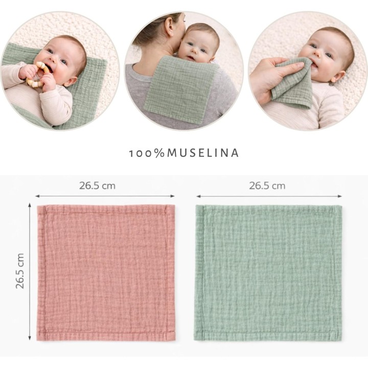 Cojin lactancia flores verdes ergonomico con 2 muselinas oeko tex funda lavable embarazo y bebe