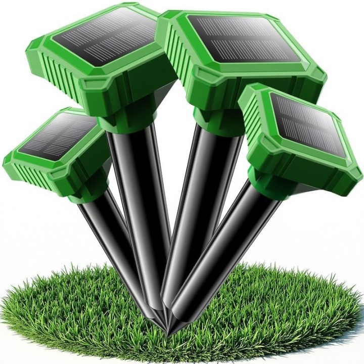 Bolardos para topos solares 4 uds ip65 repelente ultrasónico jardín roedores impermeable eficaz