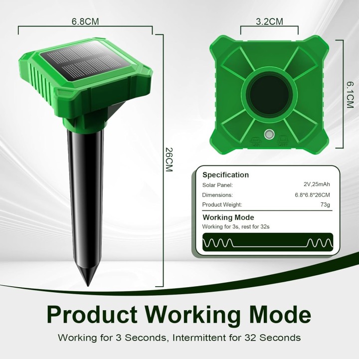 Bolardos para topos solares 4 uds ip65 repelente ultrasónico jardín roedores impermeable eficaz