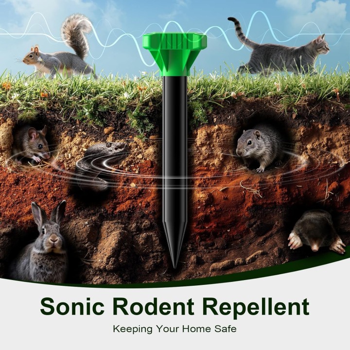 Bolardos para topos solares 4 uds ip65 repelente ultrasónico jardín roedores impermeable eficaz