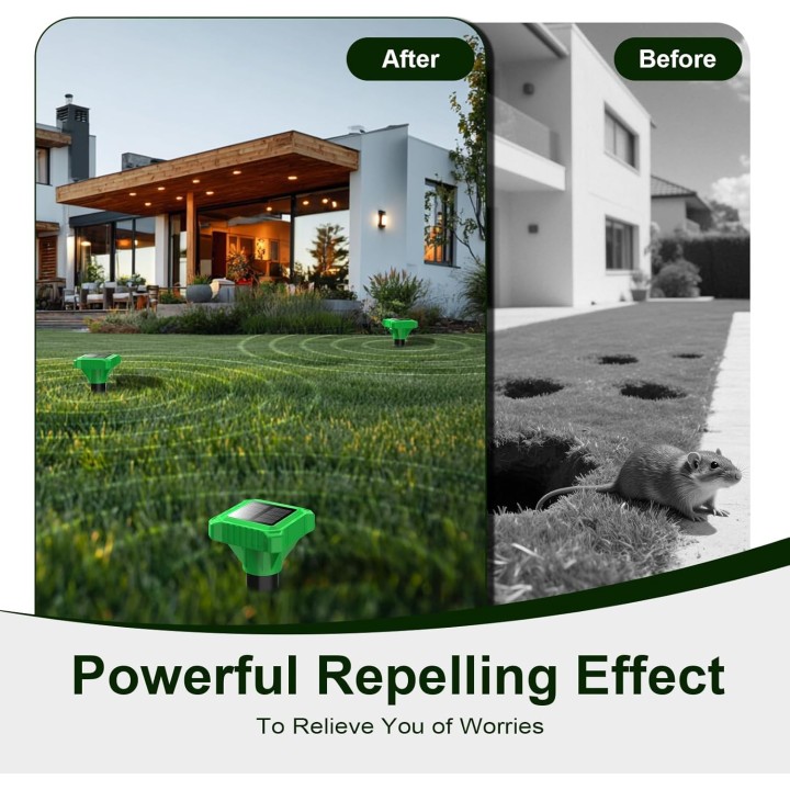 Bolardos para topos solares 4 uds ip65 repelente ultrasónico jardín roedores impermeable eficaz