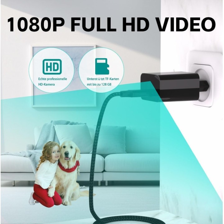 Uikop cámara espía oculta 64gb cargador usb 1080p detección movimiento visión nocturna