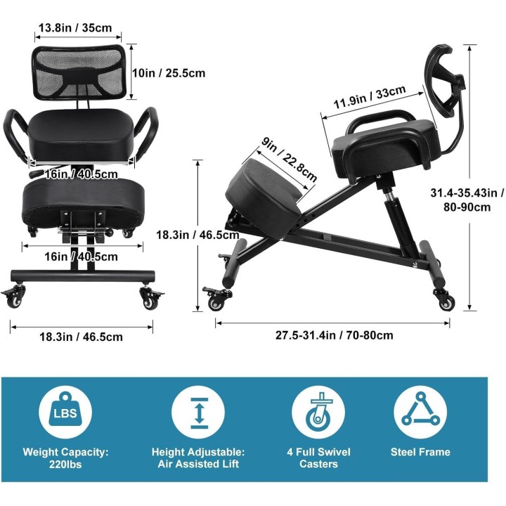 Silla ergonómica de rodillas con respaldo (Seminuevos)