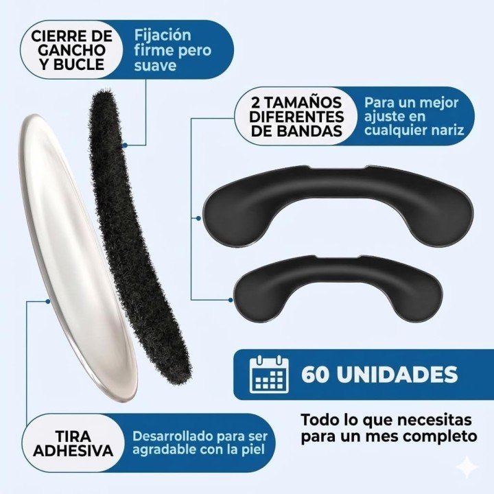 Haslom Tiras nasales ajustables con velcro