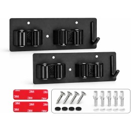 Brimak Colgador Escobas x2 Home Pro Acero Inoxidable 304 Antióxido Fuerte y Fácil Instalación