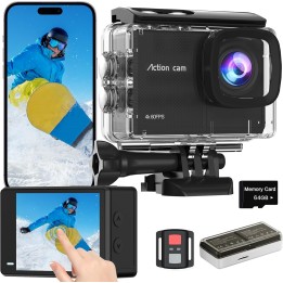 Camara Deportiva 4K60FPS Wifi  Sumergible 40M con Pantalla Táctil y Accesorios