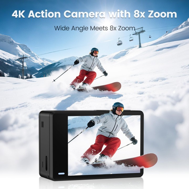 Camara Deportiva 4K60FPS Wifi  Sumergible 40M con Pantalla Táctil y Accesorios