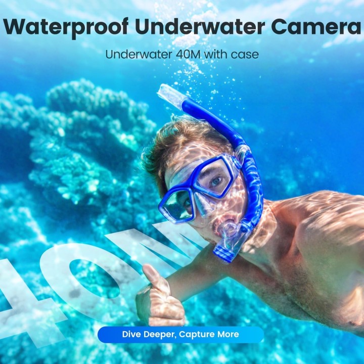 Camara Deportiva 4K60FPS Wifi  Sumergible 40M con Pantalla Táctil y Accesorios