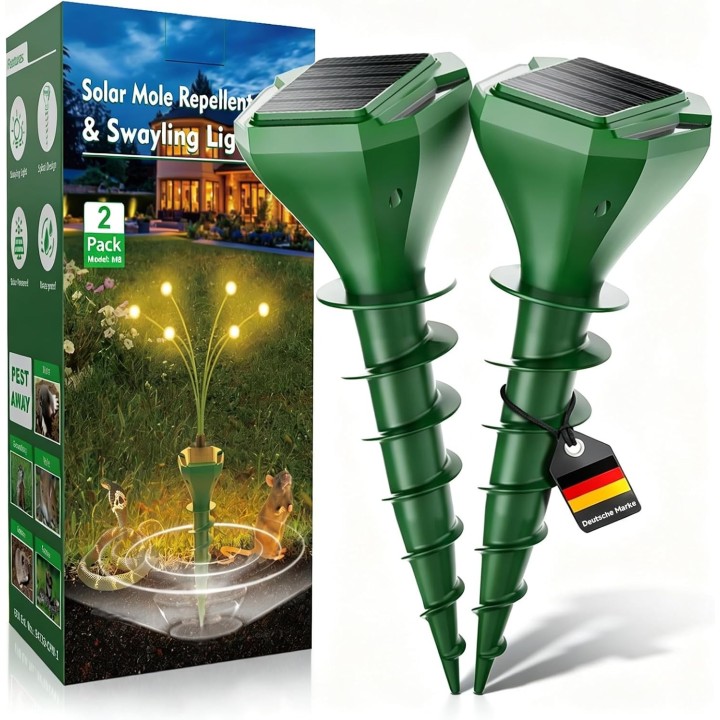 Bellizy  Ahuyentador Solar Ultrasónico 2 Unidades IP65 Resistente Agua Gran Alcance