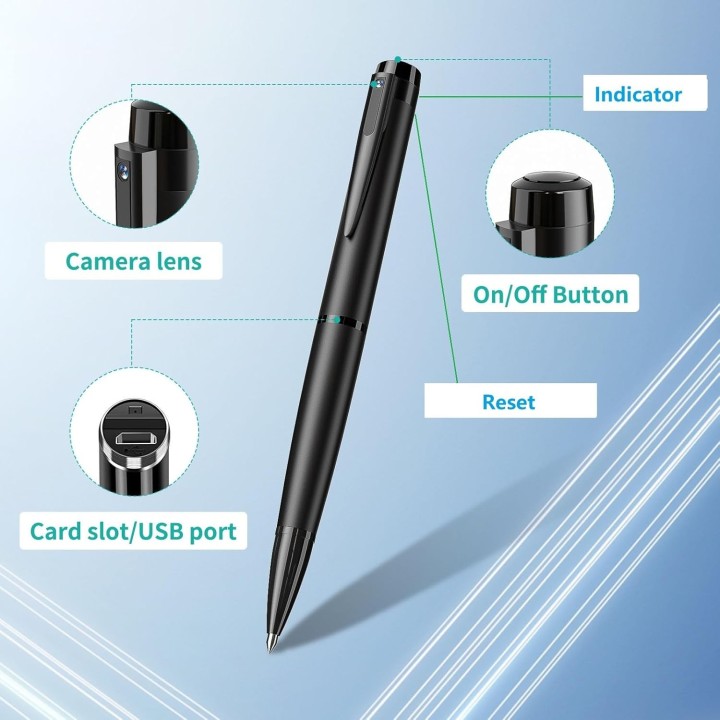 Sanprov  Cámara Espía Bolígrafo HD 1080P con 32GB Grabadora Oculta Portátil