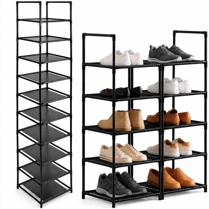 AlfaHome Zapatero estrecho 10 niveles | Organizador compacto y moderno para hogar