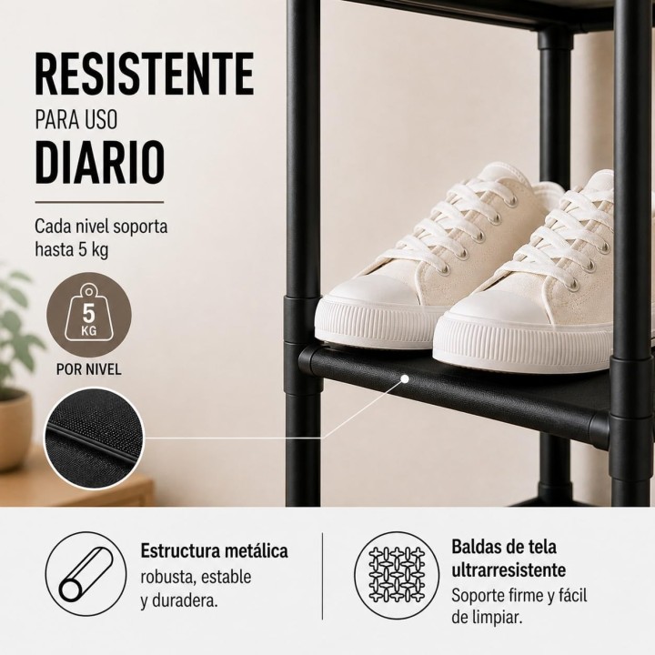 AlfaHome Zapatero estrecho 10 niveles | Organizador compacto y moderno para hogar