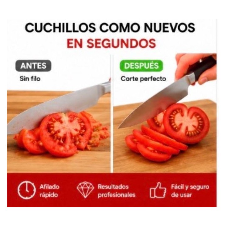 Pro Chef Plus XL Afilador de cuchillos 3 etapas Tungsteno y cerámica profesional