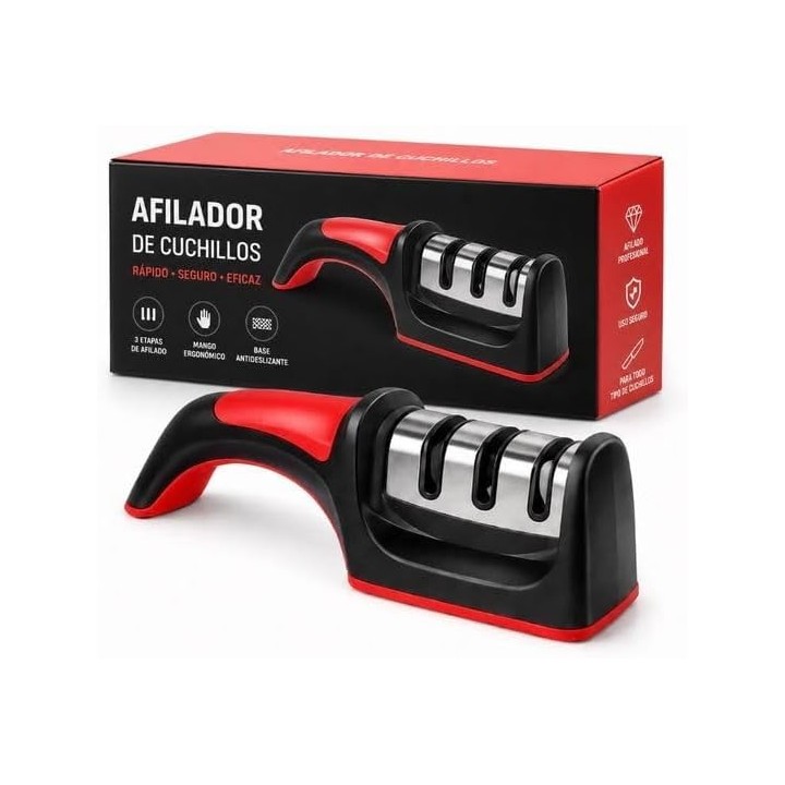 Pro Chef Plus XL Afilador de cuchillos 3 etapas Tungsteno y cerámica profesional