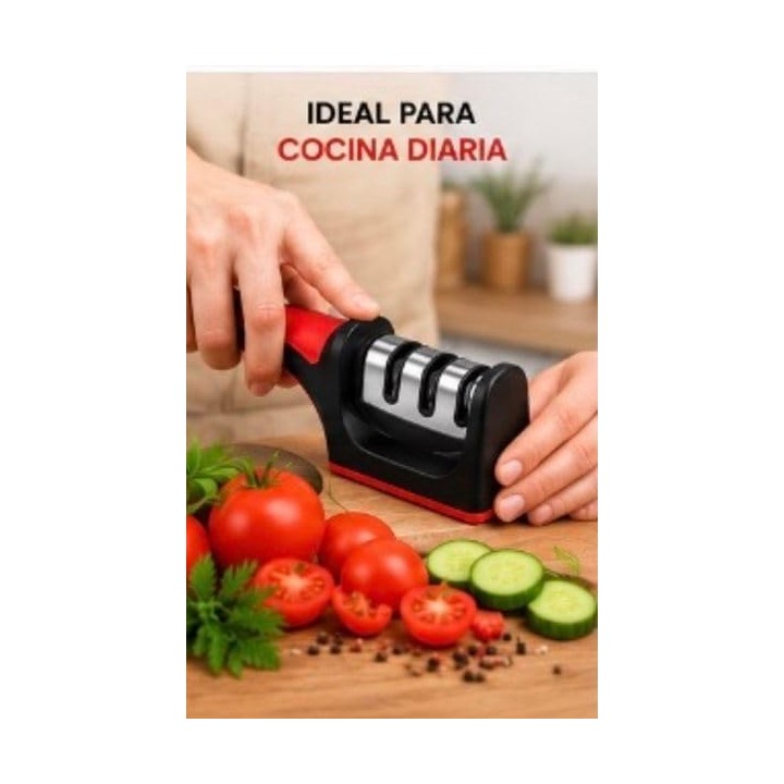 Pro Chef Plus XL Afilador de cuchillos 3 etapas Tungsteno y cerámica profesional