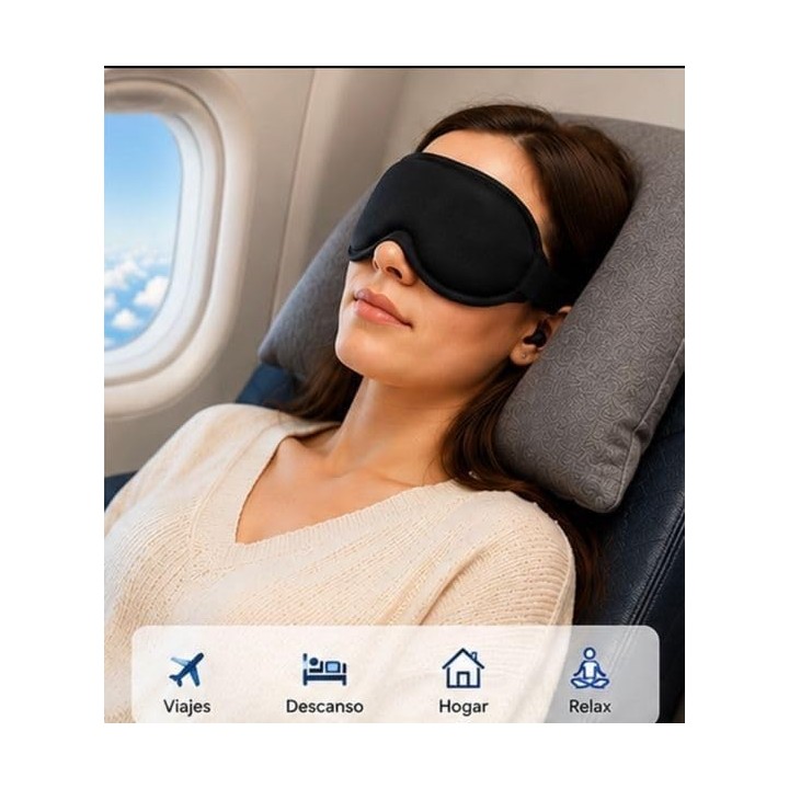 Kit Dormir 3D con antifaz y tapones reutilizables | Sueño profundo y viajes