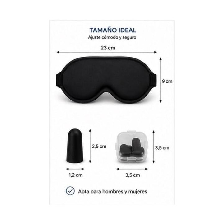 Kit Dormir 3D con antifaz y tapones reutilizables | Sueño profundo y viajes