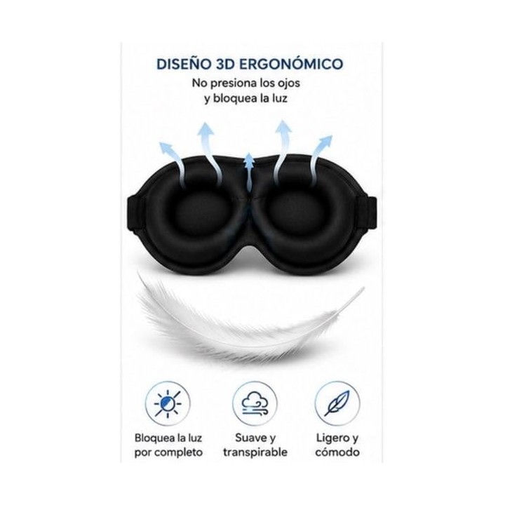 Kit Dormir 3D con antifaz y tapones reutilizables | Sueño profundo y viajes