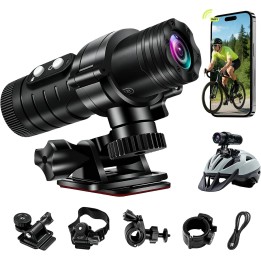 Aiker Cámara Moto WiFi 1080P HD IP66 Gran Angular y Estabilización para Casco