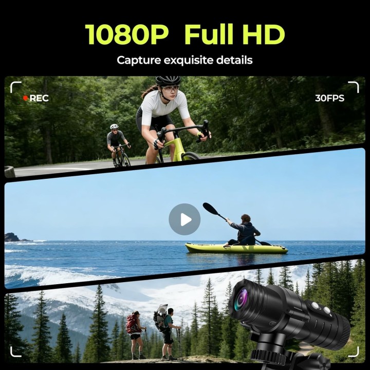 Aiker Cámara Moto WiFi 1080P HD IP66 Gran Angular y Estabilización para Casco