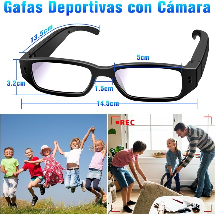Nisanmoon Gafas Cámara Espía HD 1080P con Grabación en Bucle para Deporte y Viajes