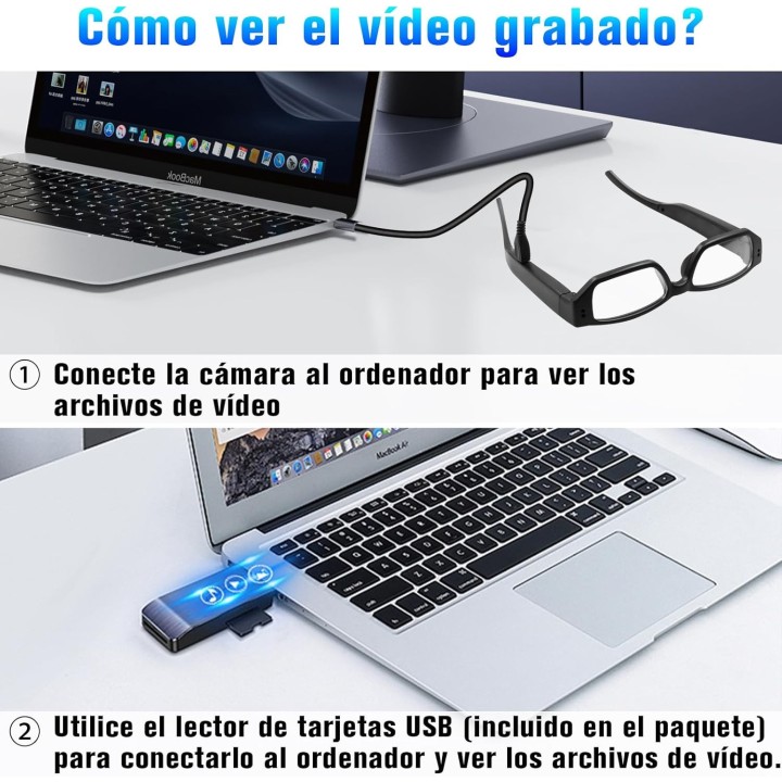 Nisanmoon Gafas Cámara Espía HD 1080P con Grabación en Bucle para Deporte y Viajes