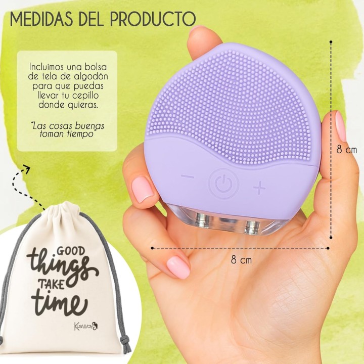 KusiWay Cepillo Facial Eléctrico Smile Lila Sónico Recargable IPX6 Antiage y Exfoliante