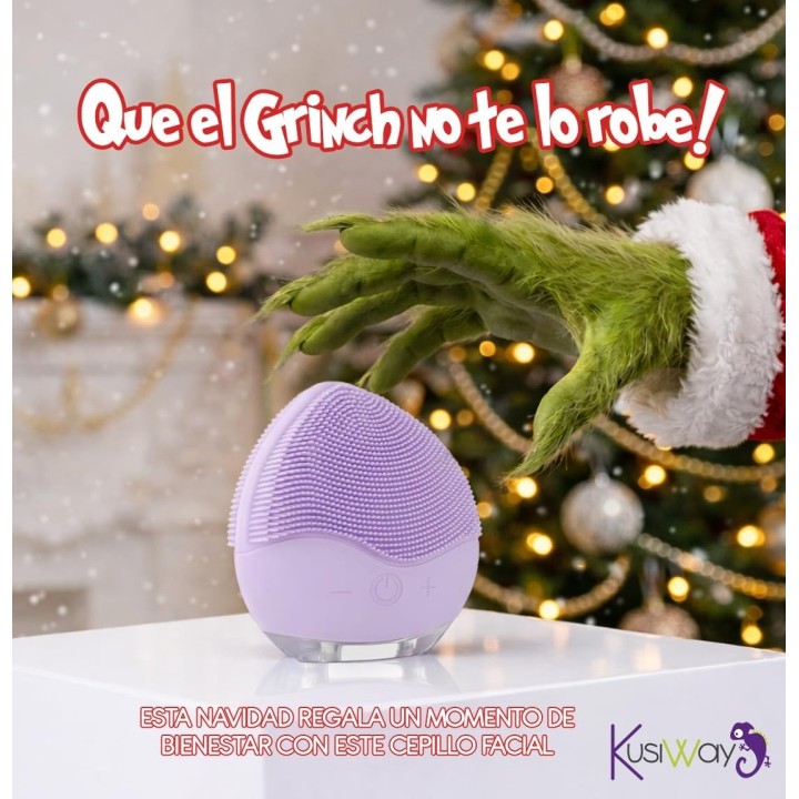 KusiWay Cepillo Facial Eléctrico Smile Lila Sónico Recargable IPX6 Antiage y Exfoliante