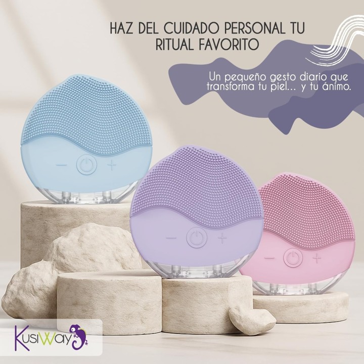 KusiWay Cepillo Facial Eléctrico Smile Lila Sónico Recargable IPX6 Antiage y Exfoliante