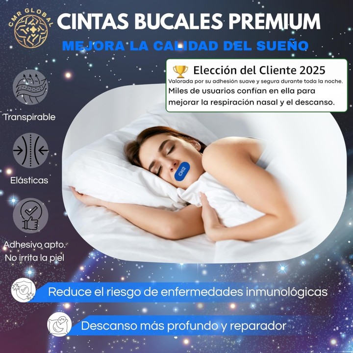 Cmr Global Tiras Bucales Antirronquidos Pack 60 Unidades Mouth Tape Dormir