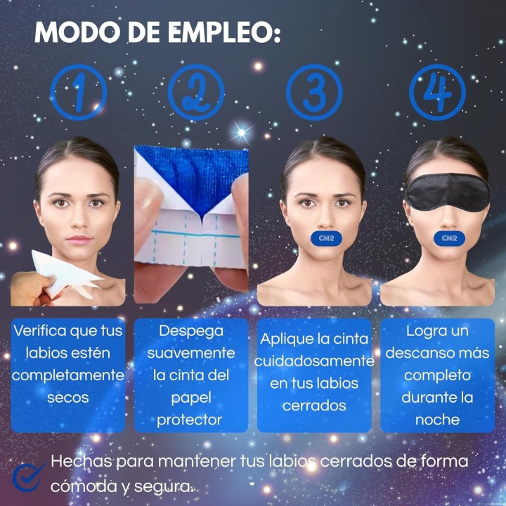 Cmr Global Tiras Bucales Antirronquidos Pack 60 Unidades Mouth Tape Dormir